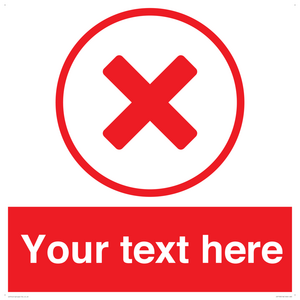 Custom red background, red cross in circle sign